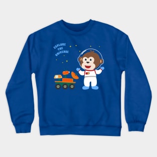 Cute monkey astronaut. Crewneck Sweatshirt